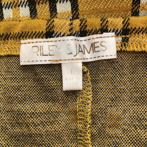 💥Riley & James Women Retro Vibes Plaid Bodycon Dress Mustard Yellow L - Picture 6 of 8
